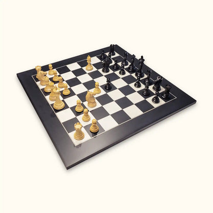 Chess pieces alban knight black on black chessboard diagonal