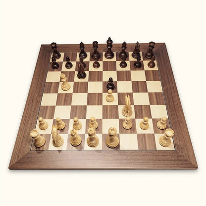 Chess pieces imperial palisander on walnut chessboard top
