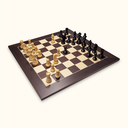 Chessboard wenge deluxe with chess pieces german knight diagonal