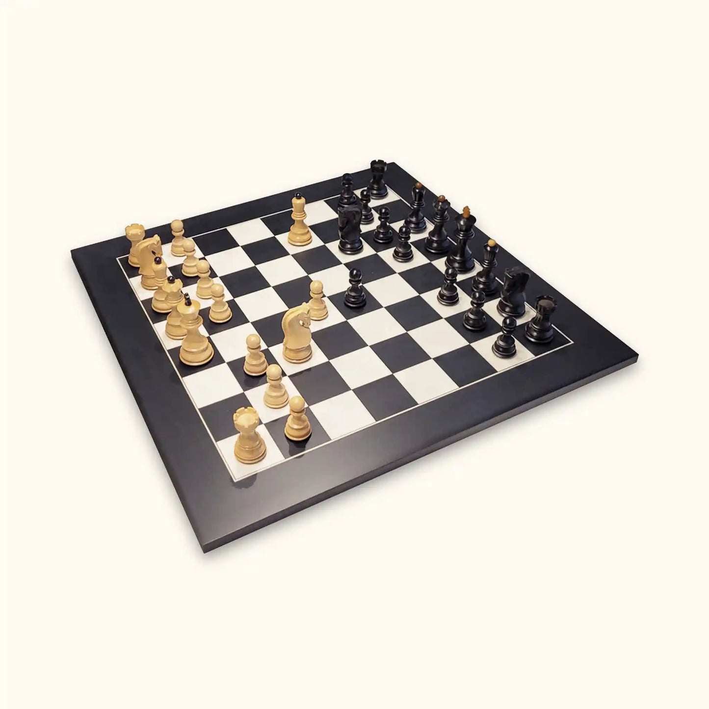 Chess pieces zagreb black on black chessboard diagonal